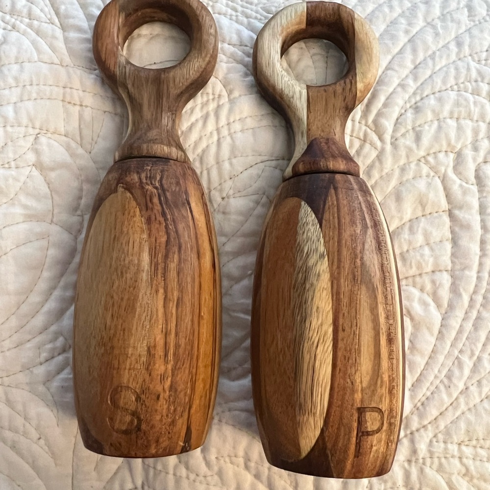 8"H Acacia Wood Salt & Pepper Mill, Set - Bloomingvale